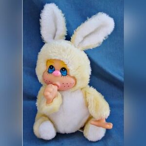 Vintage 80s Gerber Monchichi Yellow Easter Bunny